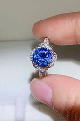 2 Carat Cobalt Blue Moissanite 925 Sterling Silver Ring - Shah S. Sahota
